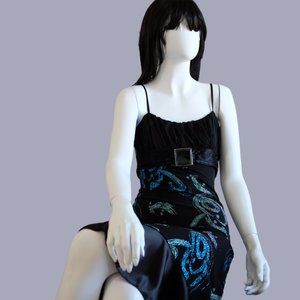 COPY - Black halter sparkly evening party slip dress size XS